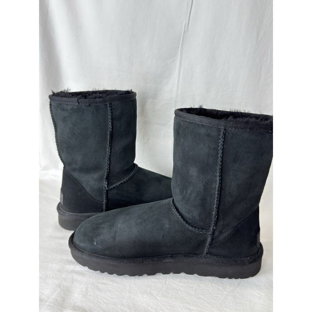 UGG Classic Short II Women's Boots Suede Sheepskin Slip-On Black Size US8 EU39 - Picture 5 of 10